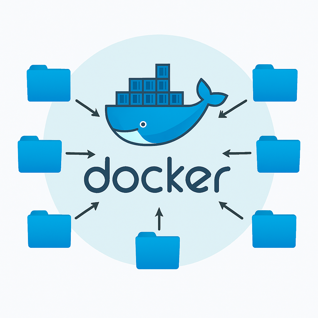 Docker logo with containers representing software deployment