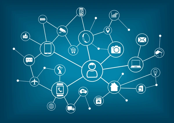 Data network diagram with interconnected nodes